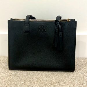 Tory Burch Leather Tote, Black. Like New!